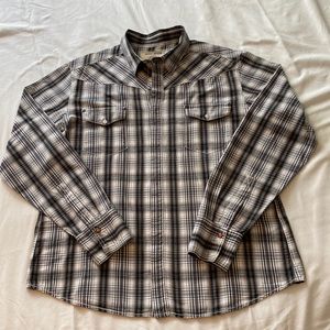 Men’s DKNY Jeans Long Sleeve Button Down Shirt. Grey/Black Size XL